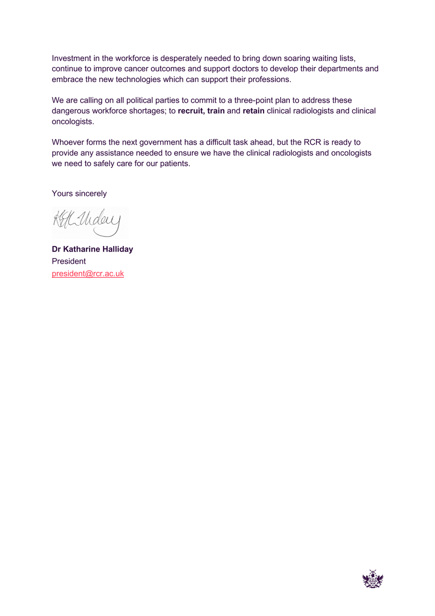 The Royal College of Radiologists (@rcradiologists) on Twitter photo We're facing a #cancer emergency and the time for action is now.
We've penned an open letter to party leaders, warning that the UK risks undoing decades of progress in cancer care without immediate intervention.
RT to show your support!
<a href="/Keir_Starmer/">Keir Starmer</a> <a href="/RishiSunak/">Rishi Sunak</a> <a href="/EdwardJDavey/">Ed Davey</a> We're facing a #cancer emergency and the time for action is now.
We've penned an open letter to party leaders, warning that the UK risks undoing decades of progress in cancer care without immediate intervention.
RT to show your support!
<a href="/Keir_Starmer/">Keir Starmer</a> <a href="/RishiSunak/">Rishi Sunak</a> <a href="/EdwardJDavey/">Ed Davey</a>