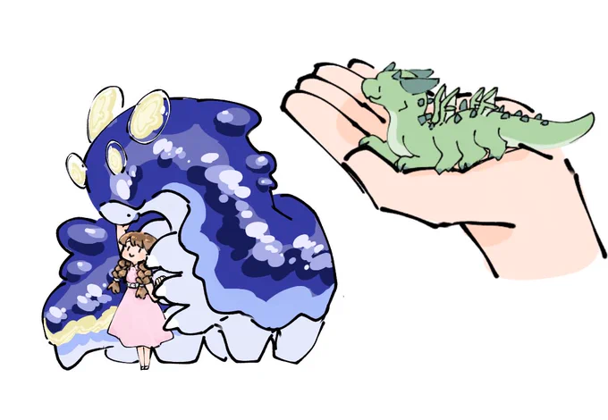 オリジナルの子のサイズ感だいたいこれくらい 右の子はもう少し小さくてもいいかも