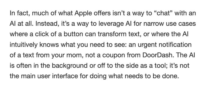 Apple's AI, Apple Intelligence, is boring and practical &mdash; that's why it works https://t.co/jtF77wwwV3