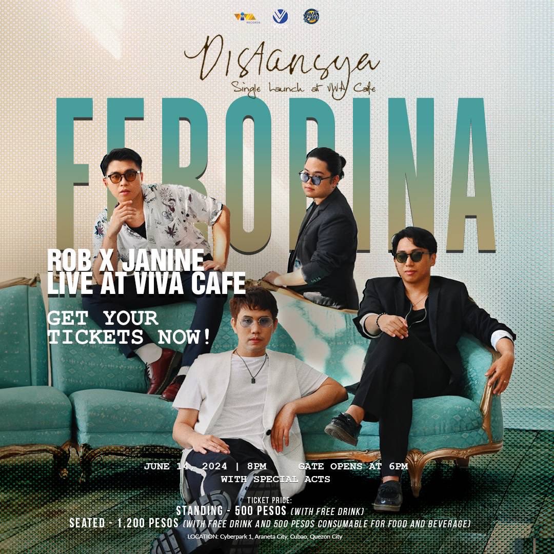ferodina_'s tweet photo. Catch Ferodina tomorrow Live at Viva Cafe for Distanya Single Launch ❤️‍🔥
 
June 14 | 8pm 

Standing Tickets (500 pesos with free drink): https://t.co/faZlvrqlMZ

Seated Tickets (1,200 with 500 pesos consumable): https://t.co/HRrWJH3mhk

#DistansyaLiveAtVivaCafe https://t.co/ADTCW28qjc