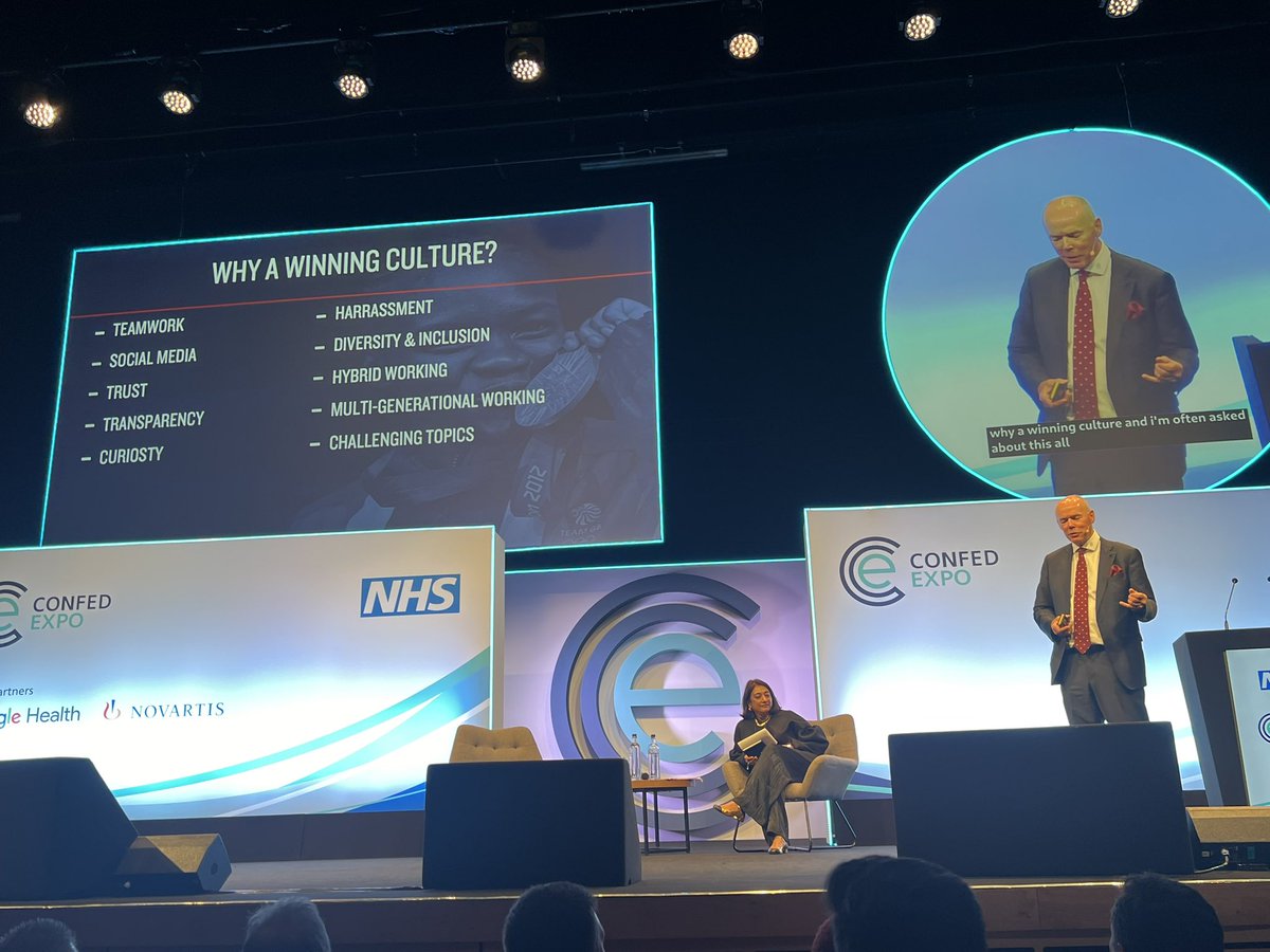 Inspiring keynote on Creating a winning culture  by Sir Clive Woodward - 
Winning culture key ingredients are 
- everyone speaking up -Productive challenge
- no such thing as a bad idea 
- encourage new ideas 
- leaders must listen to team first to make final decision 
- not