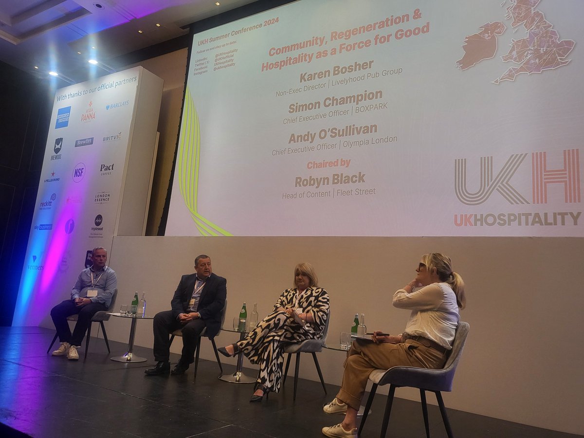 UKHospKate's tweet photo. Hospitality makes memories, creates experience and with the right partnership.can act as a force for good in communities and regeneration is the message from our first operator panel #UKHSummer24 #ServingBritain https://t.co/FpC4hyhiT8