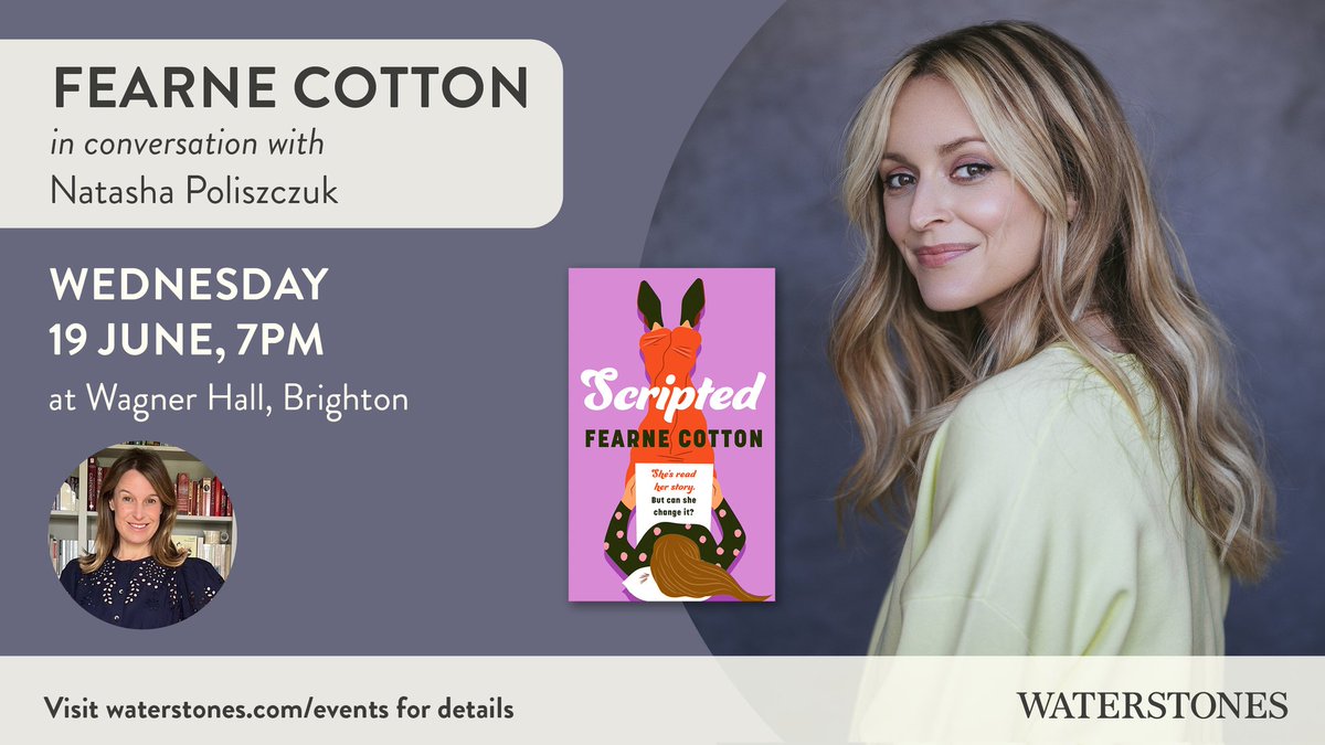 We are so excited to welcome <a href="/Fearnecotton/">fearne cotton</a> to Brighton to chat to <a href="/NatashaPzuk/">Natasha Poliszczuk</a> about her brand new debut novel #Scripted Wed June 19th 7pm at <a href="/WagnerBrighton/">Wagner Hall Brighton</a> Tickets going fast from tinyurl.com/yc894825
<a href="/PenguinUKBooks/">Penguin Books UK</a> <a href="/PenguinHuddleUK/">Penguin Huddle</a> <a href="/Brillbrighton/">Brilliant Brighton</a> <a href="/Love_Brighton/">VisitBrighton</a>