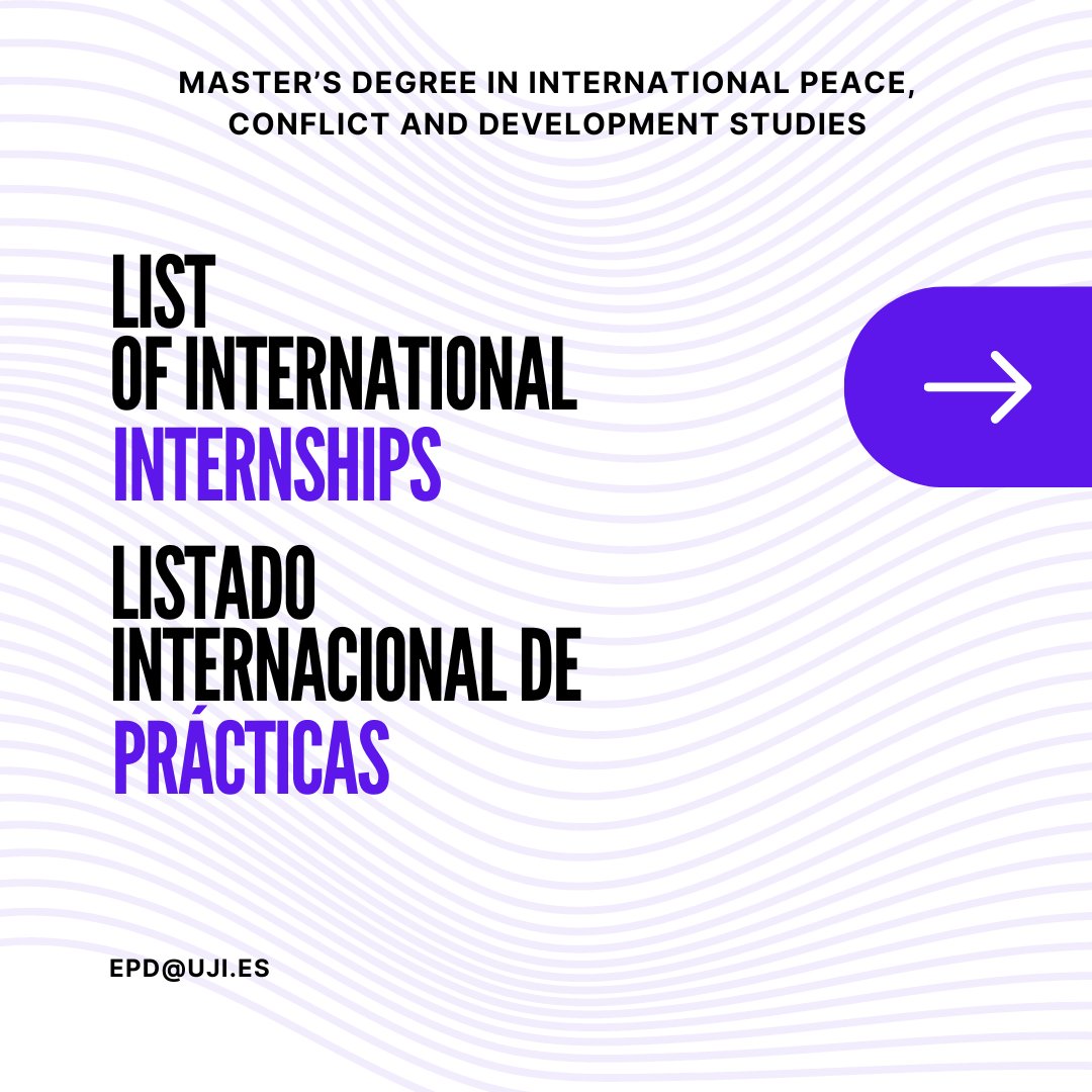 peacemasteruji's tweet photo. Durante el curso 23/24 han sido diferentes los organismos nacionales e internacionales en los que el estudiantado del máster ha realizado su estancia en prácticas. Queremos agradecer a todos ellos por su confianza y colaboración en la formación académica que ofrecemos. https://t.co/3s4IAVRn92