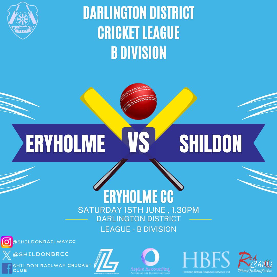 🚨🚨 UPCOMING FIXTURES 🚨🚨

The 1st XI host <a href="/N_AycliffeCC/">Newton Aycliffe CC</a> at Hackworth Road this Saturday at 1pm. Meanwhile, the 2nd XI are away at Eryholme starting at 1:30pm. 

Come down to Hackworth Road and support the lads! 🏏

#UpTheBR #NYSD