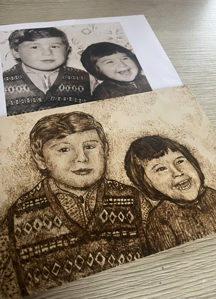 sally_ann4's tweet image. Brought a very old photo back to life this week for a lovely lady 🩷

All hard burnt 🔥 

#pyrography #pyrographyart #pyrographyphoto