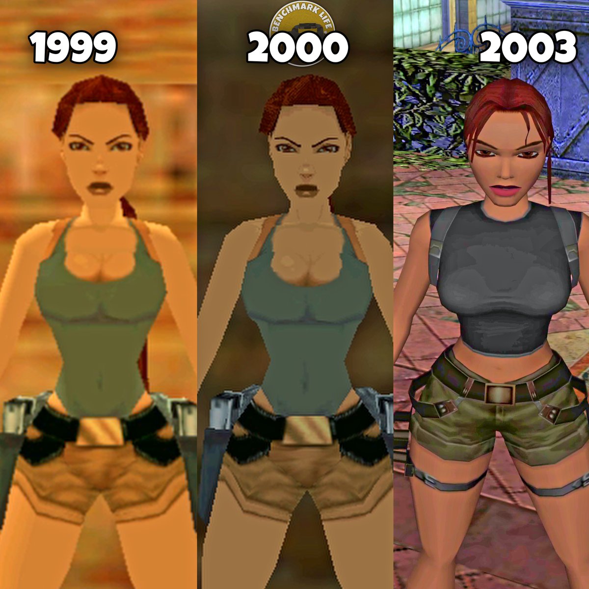 BenchmarklifeX's tweet photo. Lara Croft's 22 year evolution. #tombraider #laracroft https://t.co/qFrmepUWRb