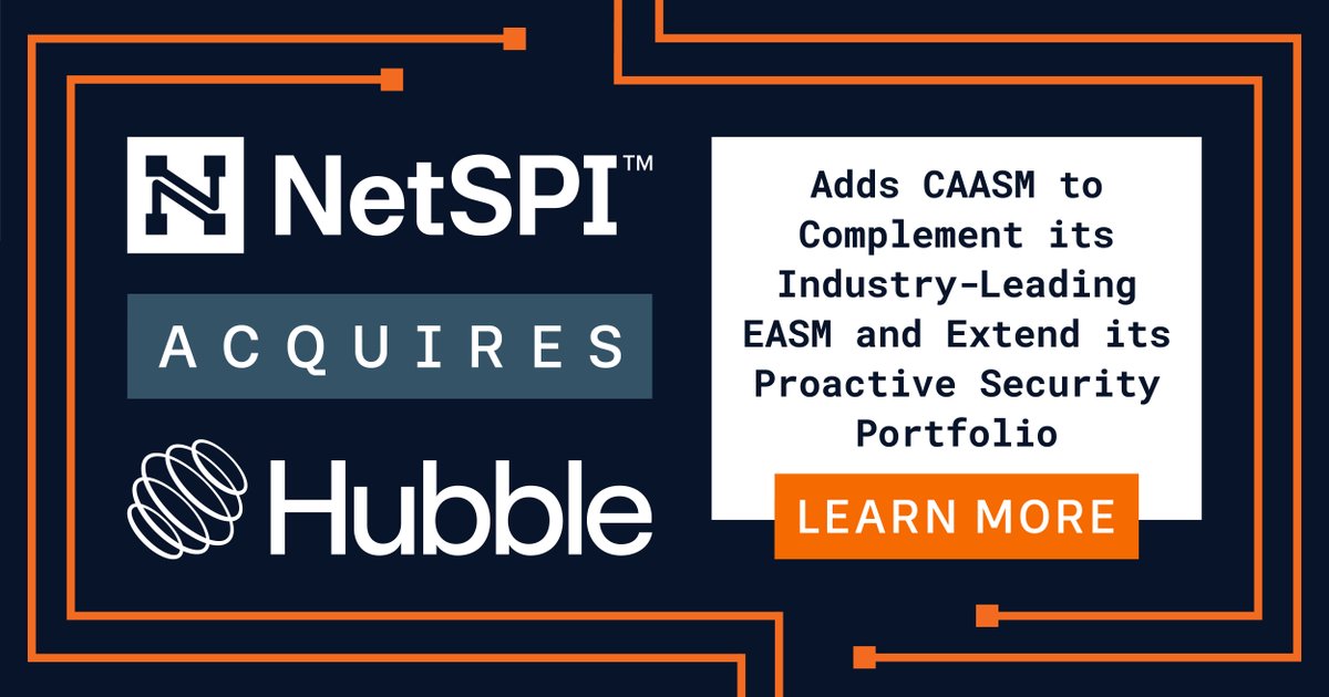 NetSPI Acquires Hubble, a cyber asset attack surface management (CAASM) solution

“This acquisition is one of the most notable milestones on our journey from point-in-time pentesting to technology-enabled proactive security.” NetSPI CEO Aaron Shilts. ow.ly/kOg550ShO0W