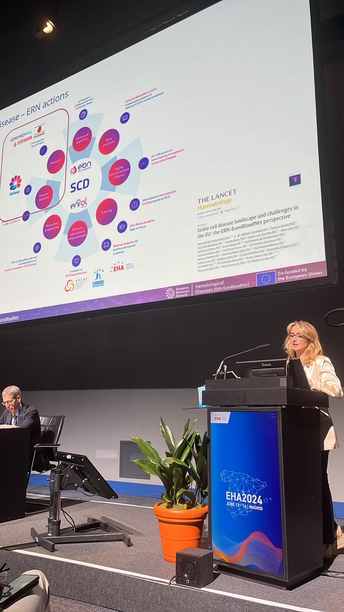 ERNEuroBloodNet's tweet photo. Mar Mañú Pereira & Raffaella Colombatti are #NOW presenting "In the frame of #ENROL and through #RADeep, @genomed4all & @SYNTHEMA_EU we are building the largest EU Sickle Cell Disease clinical and research dataset. Advancing together on #sicklecelldisease"🤝
#ERNeu #ERNs #SCD https://t.co/eDieKhIzXK