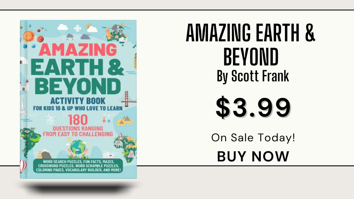 Whizbuzz's tweet photo. Broaden your kids' knowledge about the Earth and beyond right from the pages of a book! Get them a copy of Scott Frank's amazing activity & trivia book today: https://t.co/VLynyy3cjQ. #LearningCanBeFun #ScienceForKids https://t.co/eZvL8gWfmy