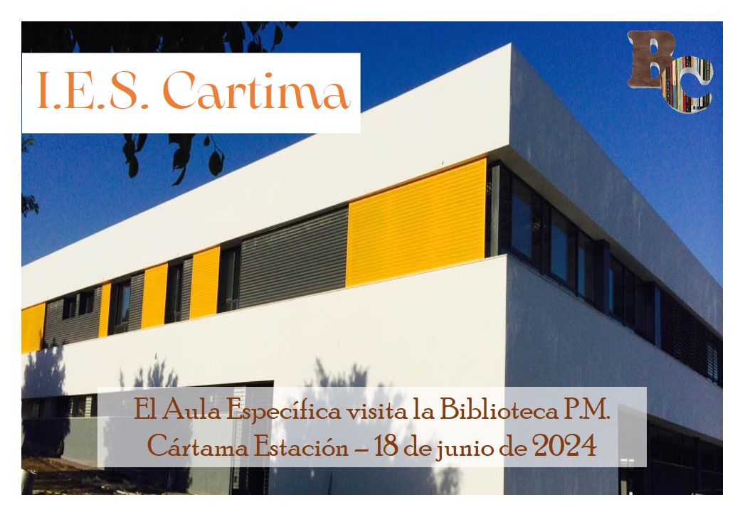 𝐕𝐢𝐬𝐢𝐭𝐚 𝐝𝐞𝐥 𝐈.𝐄.𝐒. 𝐂𝐚𝐫𝐭𝐢𝐦𝐚
El martes 18 de junio la Biblioteca P.M. #Cártama Estación acogerá la última visita del presente curso del alumnado del Aula Específica de <a href="/proyectocartama/">IES Cartima</a> , situado en nuestra localidad.
#BibliotecasdeCártama