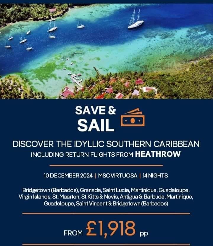 🌺Caribbean Dreaming! with a little help from <a href="/VirginAtlantic/">virginatlantic</a> holidays St Albans.
✈️ All-Inclusive Fly cruise from London Heathrow
🗓 10th December 2024

🏝 14 night Caribbean Cruise

Book now for £250pp deposit