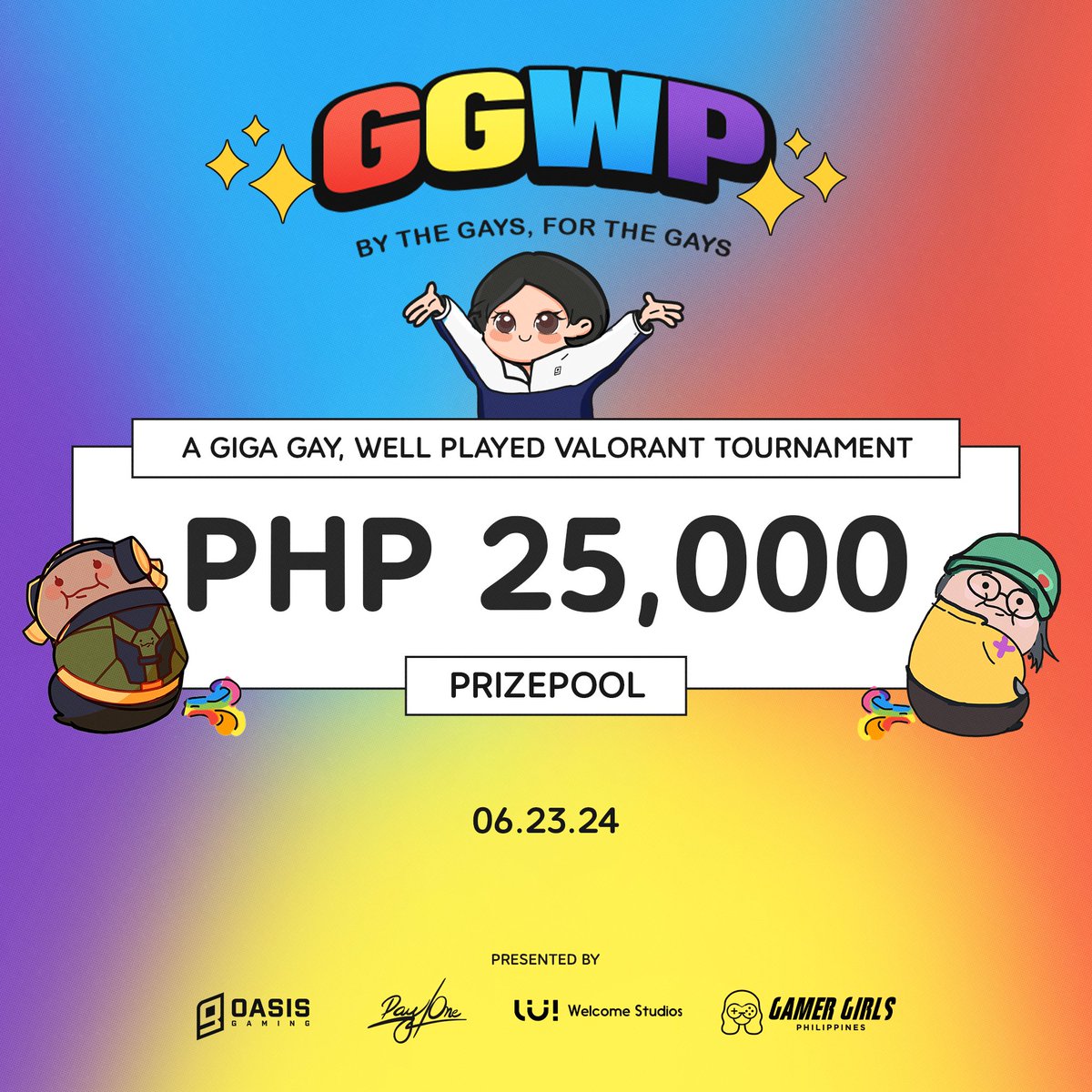 OasisGaming_GG's tweet photo. BY THE GAYS, FOR THE GAYS 🏳️‍🌈

Introducing our tournament for this year's Pride Month,  A Giga Gay, Well Played Valorant Tournament! 

We hand-picked 8 team captains who serve GIGA GAY energy! Catch the gays battle it out for the ₱25,000 prize pool!

#SinceDayOne https://t.co/pzMBN8kfjx