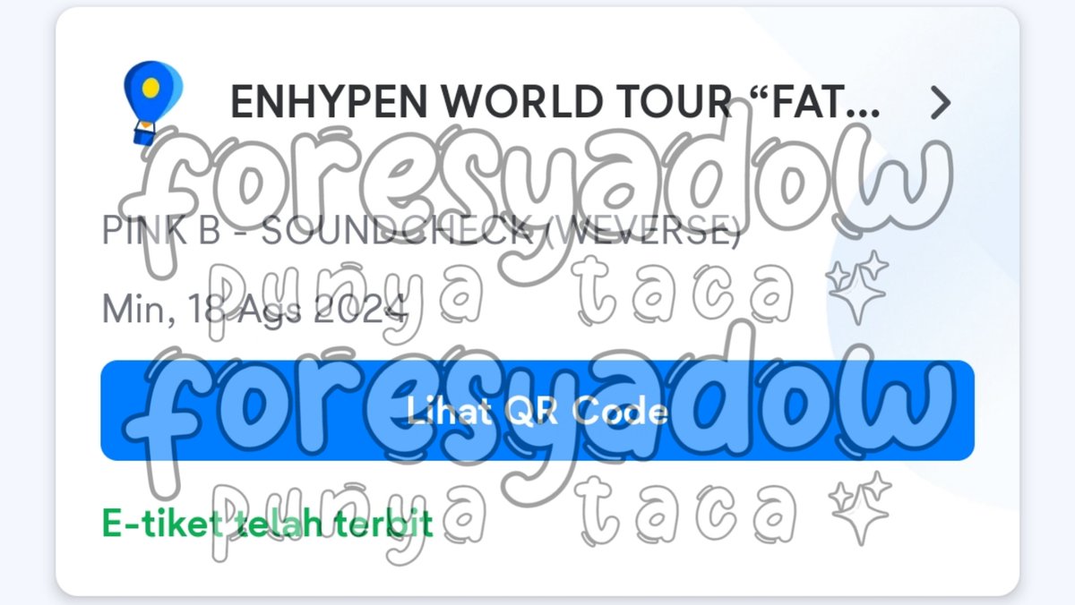 foresyadow's tweet photo. karena aku dapet section fate+ jkt sesuai keinginan (alhamdulillah), aku mau giveaway kecil-kecilan 🤗

🎁 saldo spay 60k untuk 3 orang (each 20k)

🧍🏻‍♂️ENGENE / non-ENGENE boleh ikut!
‼️ non-ENGENE follow akun @ENHYPEN_members ya I'll be checking😋

🤍 Repost + like aja guysss! https://t.co/qDeRG3hbuZ