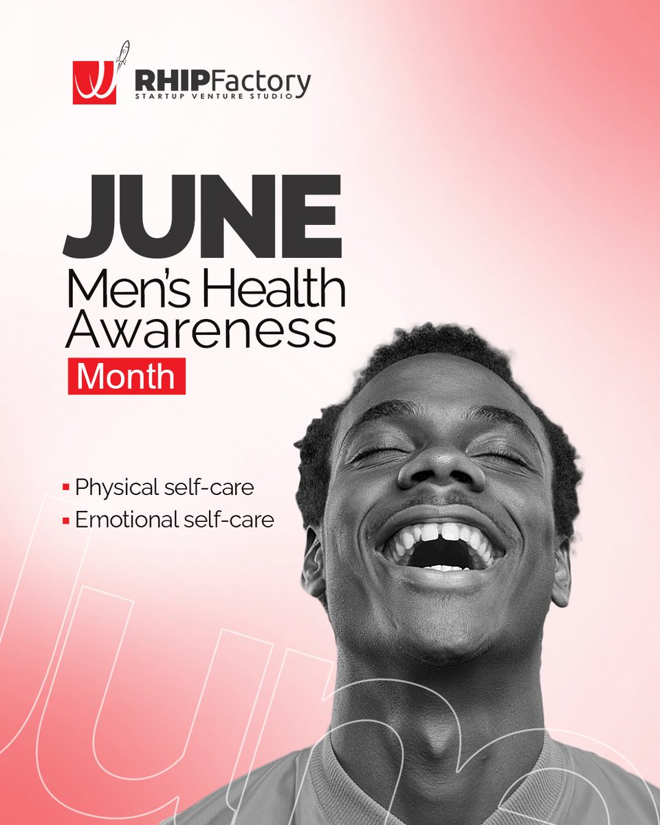 RHIPFactory's tweet image. June is Men's Health Month, a time to focus on the importance of prioritizing well-being. Self-care is personal; it isn't selfish. It is the foundation for a healthier, happier you.