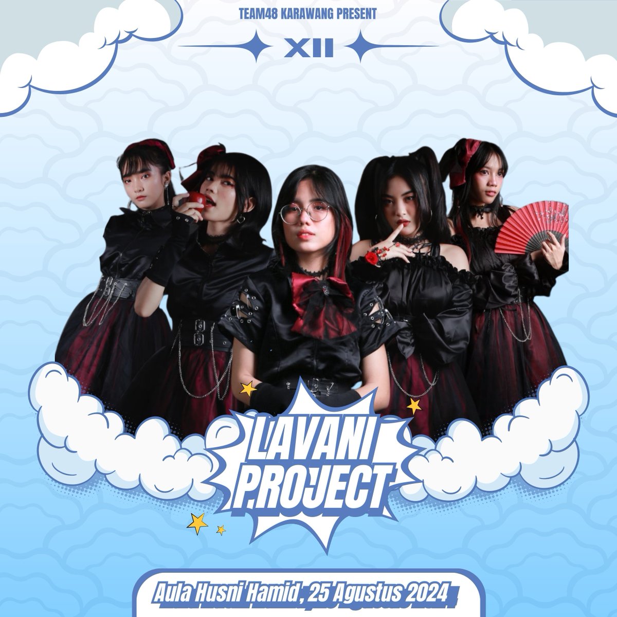 team48_krw's tweet photo. 𝐓𝐄𝐀𝐌 𝟒𝟖 𝐊𝐀𝐑𝐀𝐖𝐀𝐍𝐆 𝟏𝟐𝐓𝐇 𝐀𝐍𝐍𝐈𝐕𝐄𝐑𝐒𝐀𝐑𝐘

Please welcome 3rd guestar @lavani_project 🤩
Sudah siap ngechant dan seru-seruan bareng Lavani Project di Team 48 Krw 12th Anniversary?!

Fyi, mereka juga meramaikan anniv kami tahun lalu lho!

#M12AIGAMENISHIMIRU https://t.co/kRTDy4ogJa