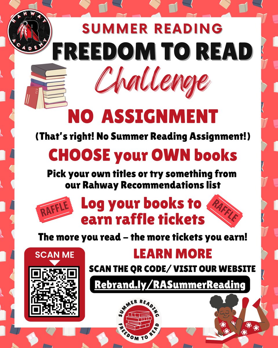 Our Freedom to Read Challenge is back for summer 2024! 📚 Learn more here: youtu.be/bGjmfuhHEy8?si… #rahwayrocks <a href="/ELAdySeptor/">Leslie Septor</a> <a href="/RahwayCI/">RahwayC&I</a>