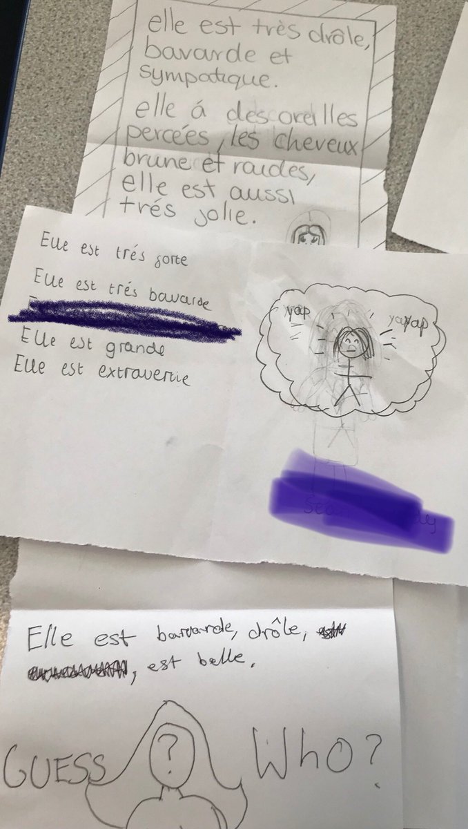 OLHSModLangs's tweet image. S3 French used the newly- learnt vocabulary on personalities to describe classmates. We then played a game of guess who? Lots of fun creative writing ✍️ 🇫🇷