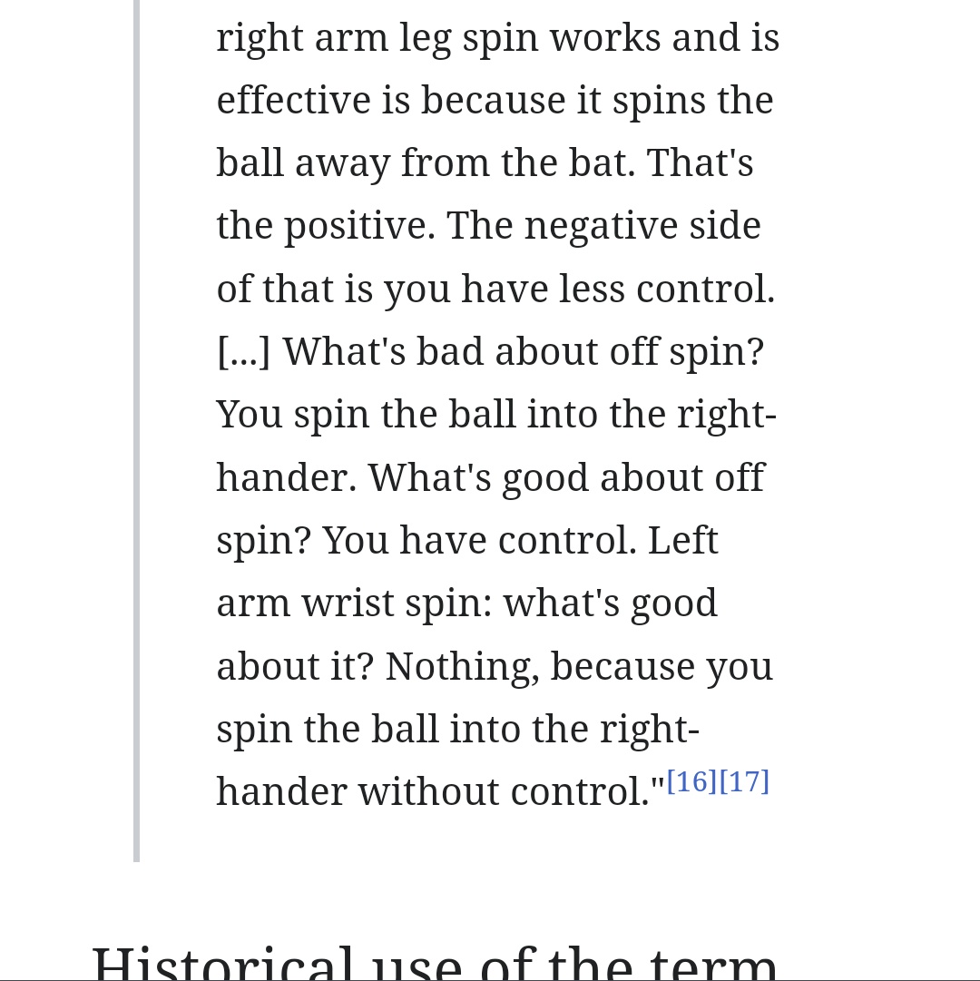 cameronponsonby's tweet photo. In a genuinely remarkable turn of events. My left-arm wrist spinner ramble is now on the Wikipedia page for Left-arm unorthodox spin. https://t.co/jfWCyMRhOZ