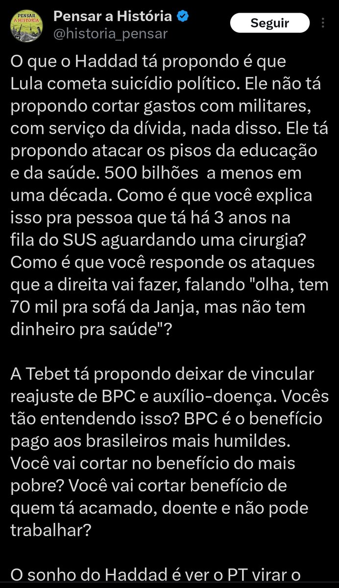 jonesmanoel_PE's tweet photo. Desde 2023, falo diariamente que o Novo Teto de Gastos é INCOMPATÍVEL com os pisos constitucionais da saúde e educação, valorização do salário mínimo e aumento real dos benefícios previdenciários. O fanático petista passou mais de um ano me atacando. Agora entendeu a questão. https://t.co/Opxy0DobKq