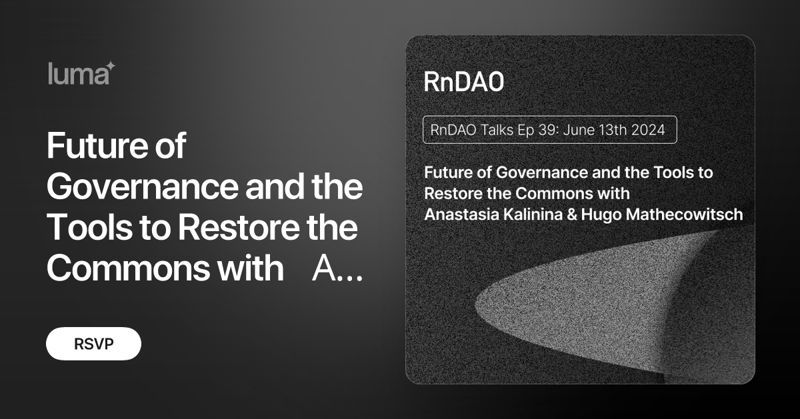 ⏰ 1 hour to go! 

Join <a href="/anastasia_ka/">Anastasia Kalinina</a> and <a href="/MathecowitschH/">Mathecowitsch Hugo</a> for an exciting talk on peer-to-peer tech and governance, and discover what’s next for the decentralized internet. 

👉 lu.ma/dpskxk62
