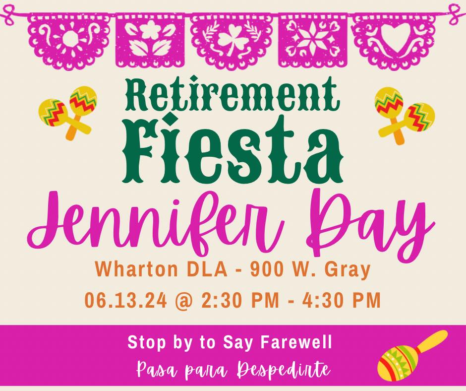 Happy Retirement to Principal Day! We invite our entire Wharton community to come say farewell to Principal Day today June 13, 2024, from 2:30 PM to 4:30 PM.