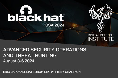 HULLO:

this is your friendly reminder that <a href="/eric_capuano/">Eric Capuano - Bsky: @eric.zip</a>, <a href="/_bromiley/">Matt Bromiley (🇺🇸)</a>, and i are running our 4-day training at <a href="/BlackHatEvents/">Black Hat</a> this year!

your mission, should you choose to accept it, is to join us at hacker summer camp, and LEVEL UP 🔥🤓💙

details here: