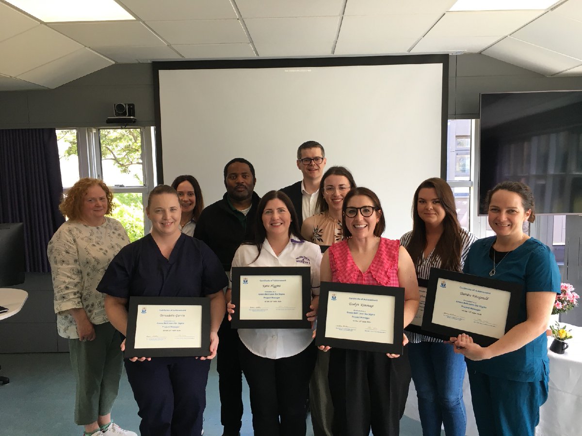 Congratulations to our colleagues who graduated as Green Belt Lean Six Sigma Project Managers earlier. The projects undertaken by the class under the excellent tutelage of Mary Hickey were wide ranging, each making a real &amp; lasting impact in different areas, services in TUH