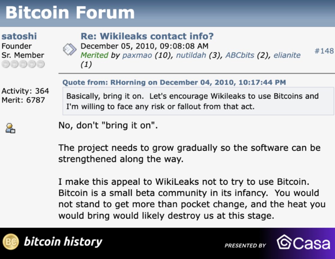 Capture d'écran d'un post de Satoshi Nakamoto sur Bitcoin Forum