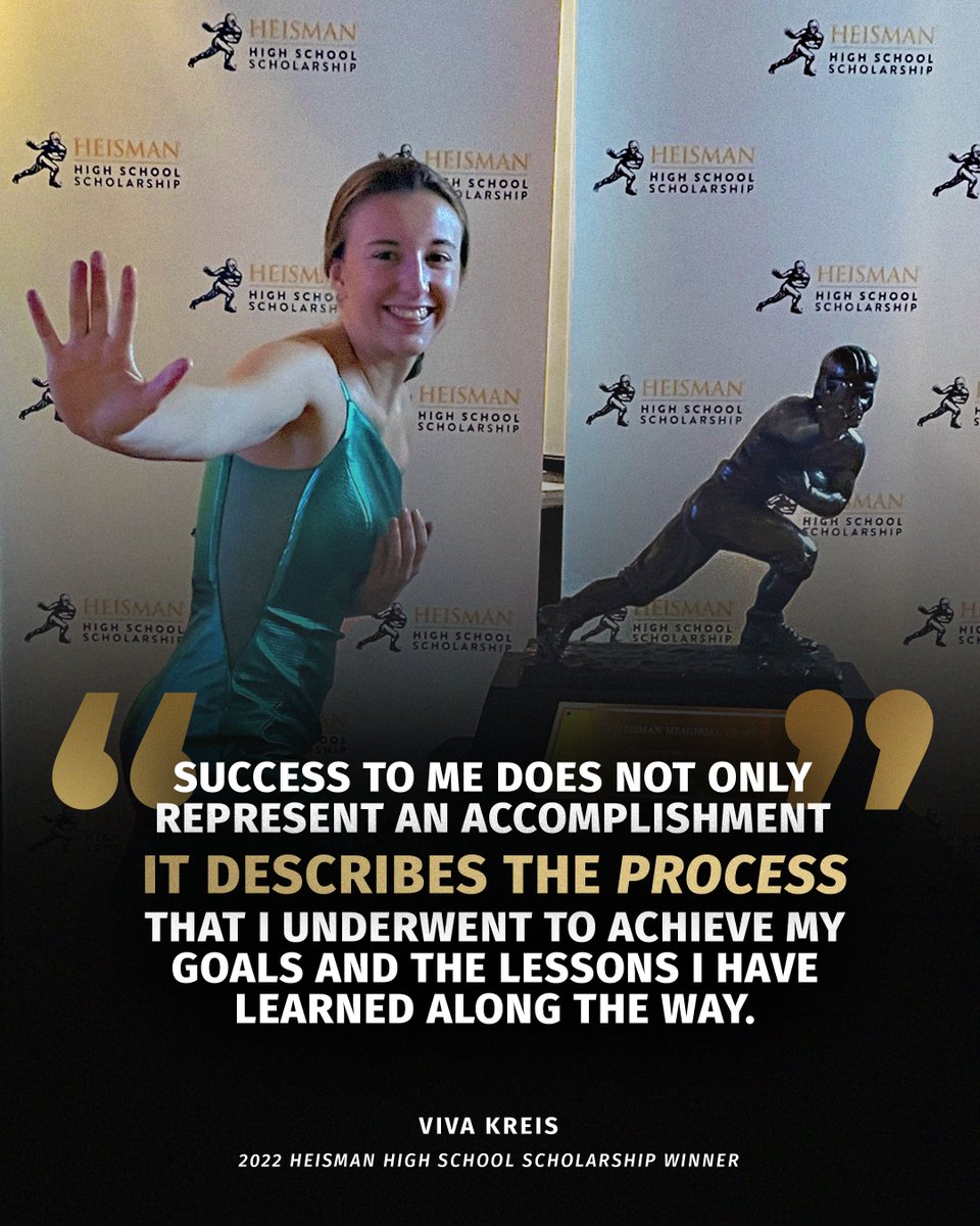 HeismanTrophy's tweet image. At Pittsburgh’s Belle Vernon Area High School, @VivaKreis was a three-sport athlete, the class president in all four years, and a National Merit Scholar Award winner. For her hard work and success, Viva was awarded the 2022 Heisman High School Scholarship for her community-minded…