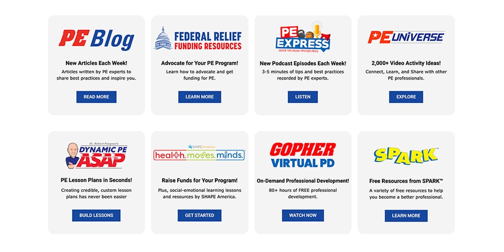 Are you aware of Gopher's free resources? From PE blogs and podcasts to professional development, lesson plans, and activity ideas, we've got you covered. #PhysEd

Explore all our free resources today: bit.ly/3j7FfSu