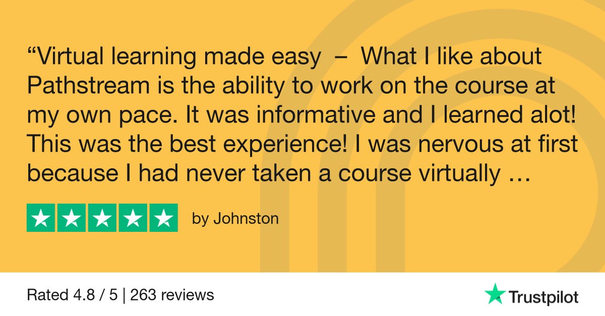 🌟 "Virtual learning made easy – What I like about Pathstream is the ability to work on the course at my own pace. It was informative, and I learned a lot!" 

Ready to start your own learning journey? bit.ly/45m3sLG

#VirtualLearning #OnlineCourses #LearningAtYourPace