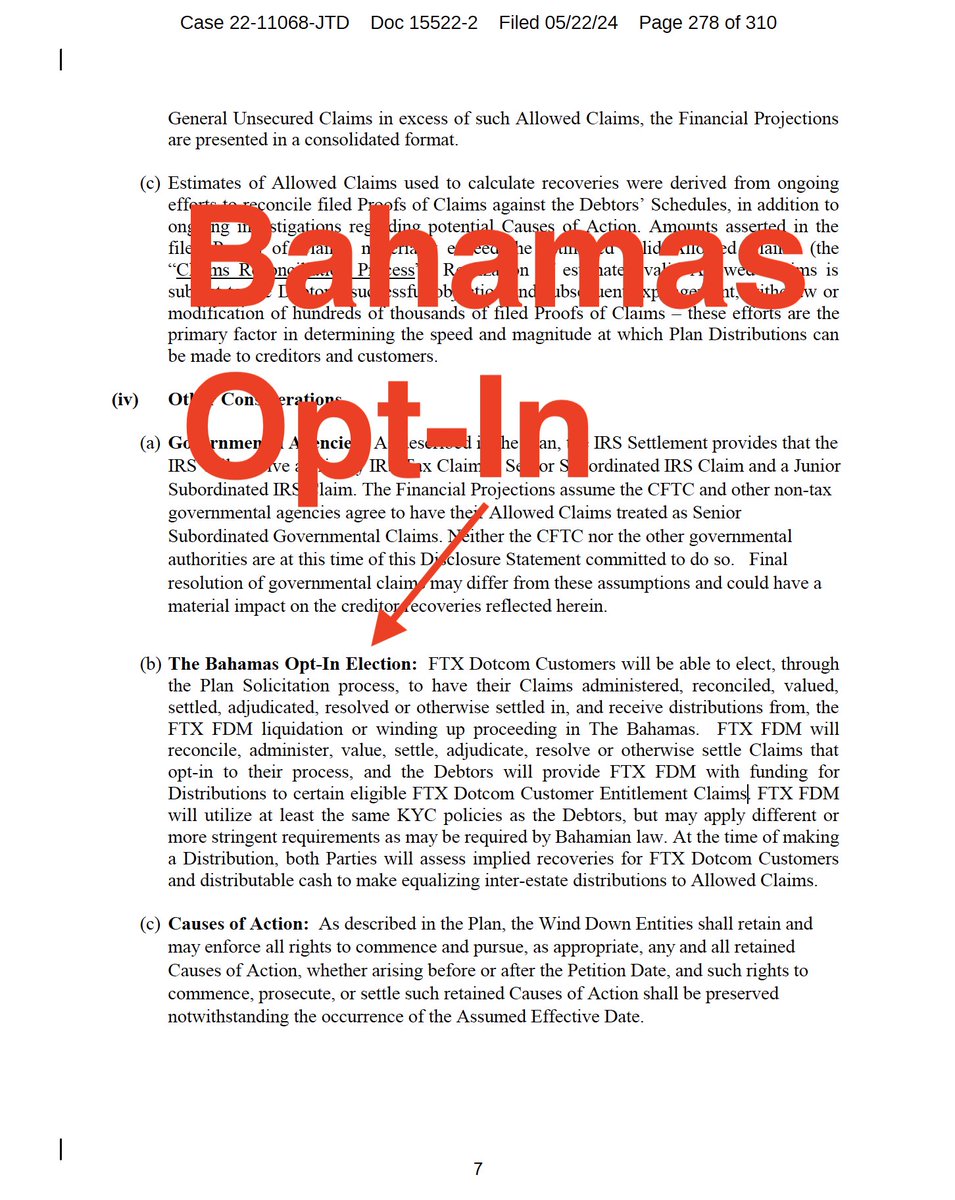 nicholashall's tweet photo. FTX Bahamas Opt-In Election

Dotcom customers soon get to vote on leaving Chapter 11 for The Bahamas

Why elect The Bahamas?
1️⃣ USDC 
2️⃣ No taxes
3️⃣ Get coins back

Maybe 🤷‍♂️

There's way more to it and it's complicated with major implications I’ll attempt to simplify here 🧵👇