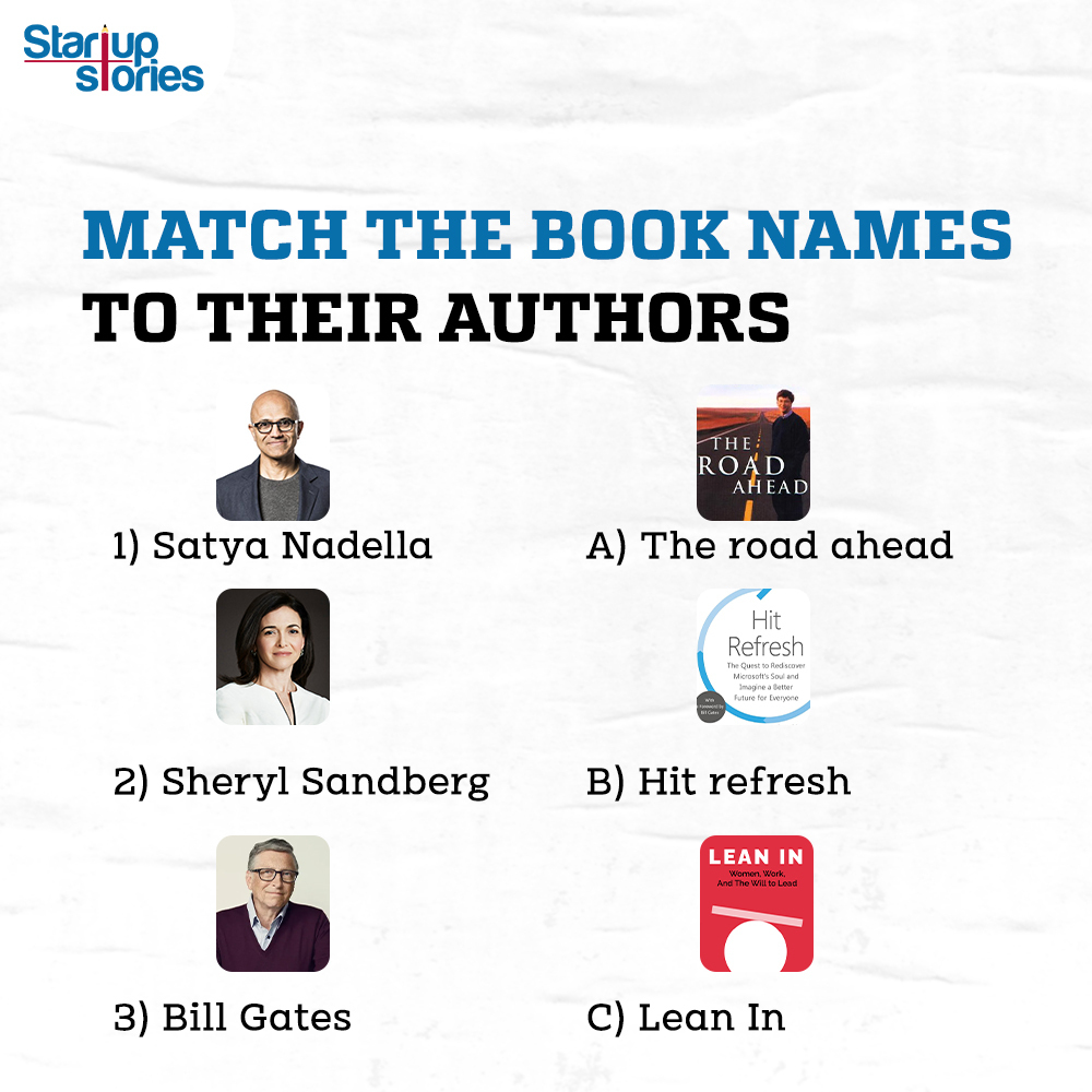 stories_startup's tweet image. Let&apos;s play a matching game! Match the books with their authors and comment your answers below!

#StartupStories #SS #BookMatching #AuthorGuessing #Entrepreneurs