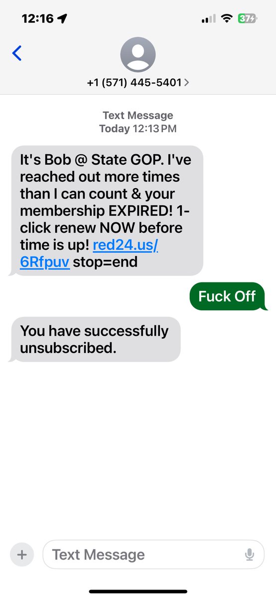 EagleLandingDem's tweet photo. Don’t ya just hate unsolicited political texts? #fuckoff #fuckoffgop #ivankaisgross #trumpsmellslikeass #stefanikcrimefamily #hermitofeaglelanding #TrumpConvictedFelon #TrumpIsUnfitForOffice #trumpisatraitor #gop https://t.co/XpNceLPyEW