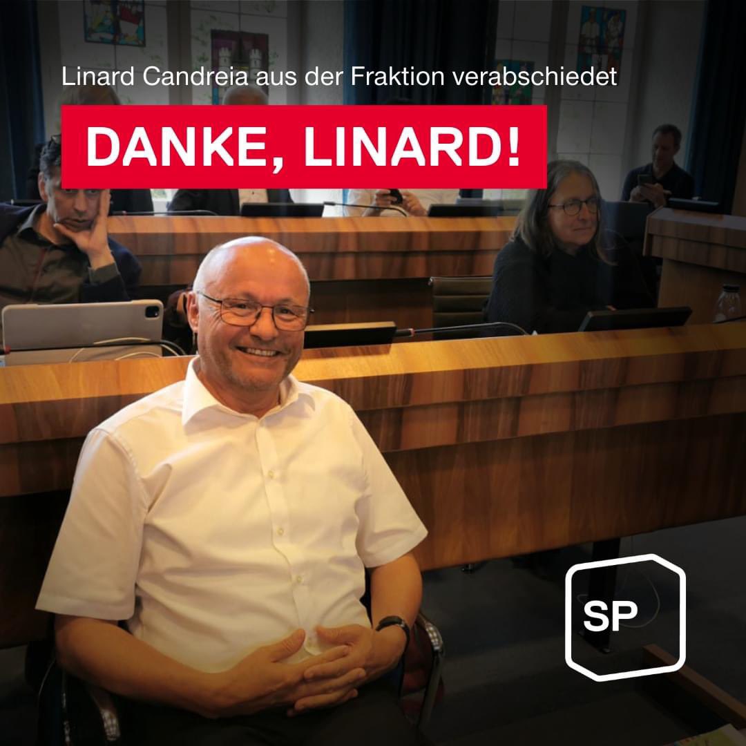 SP Baselland (@sp_bl) on Twitter photo Linard Candreia hat heute letztmals an einer Landratssitzung teilgenommen. Er hat seit 2015 im Landrat für die SP politisiert.
Lieber Linard: Wir bedanken uns herzlich bei dir für dein grosses Engagement und wünschen dir für die Zukunft alles Gute 🍀 Linard Candreia hat heute letztmals an einer Landratssitzung teilgenommen. Er hat seit 2015 im Landrat für die SP politisiert.
Lieber Linard: Wir bedanken uns herzlich bei dir für dein grosses Engagement und wünschen dir für die Zukunft alles Gute 🍀