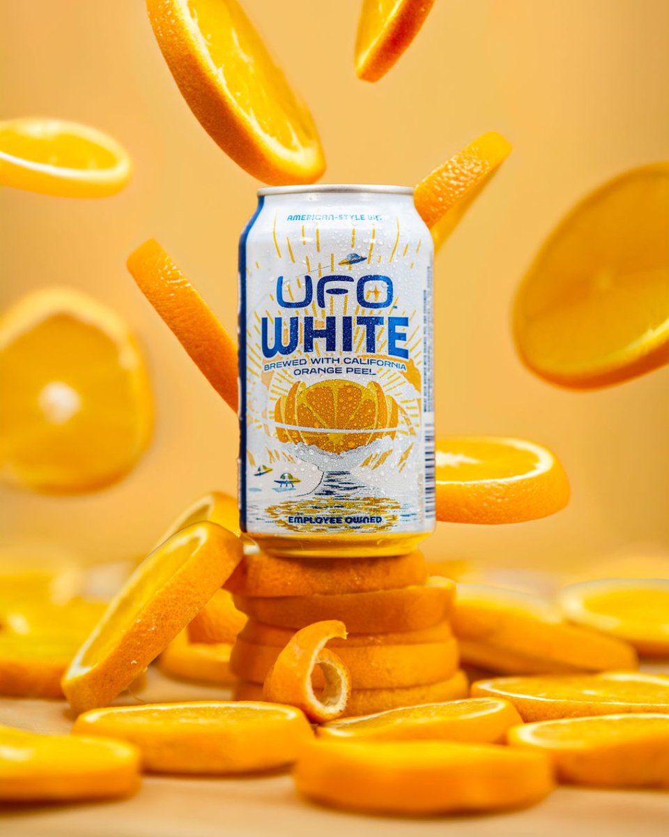 Brewed with real California orange peel, enjoy a burst of orange flavor with every sip of UFO White 🍊 🍻