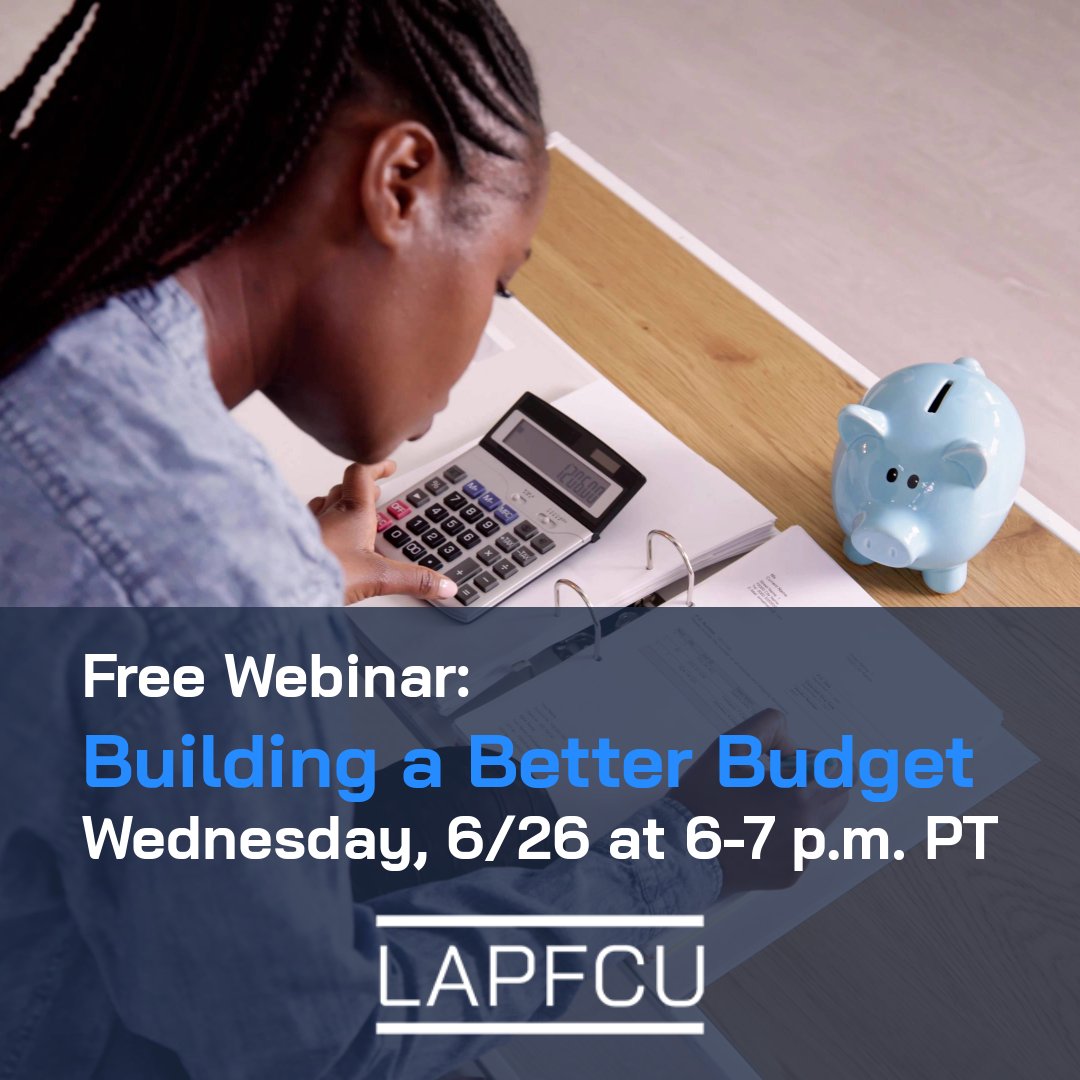 LAPFCU's tweet photo. Join us Wednesday, June 26 to learn valuable money management tips that will help you build a more comfortable future. Register now at https://t.co/S9aTgviiII. https://t.co/tWVO0128VC