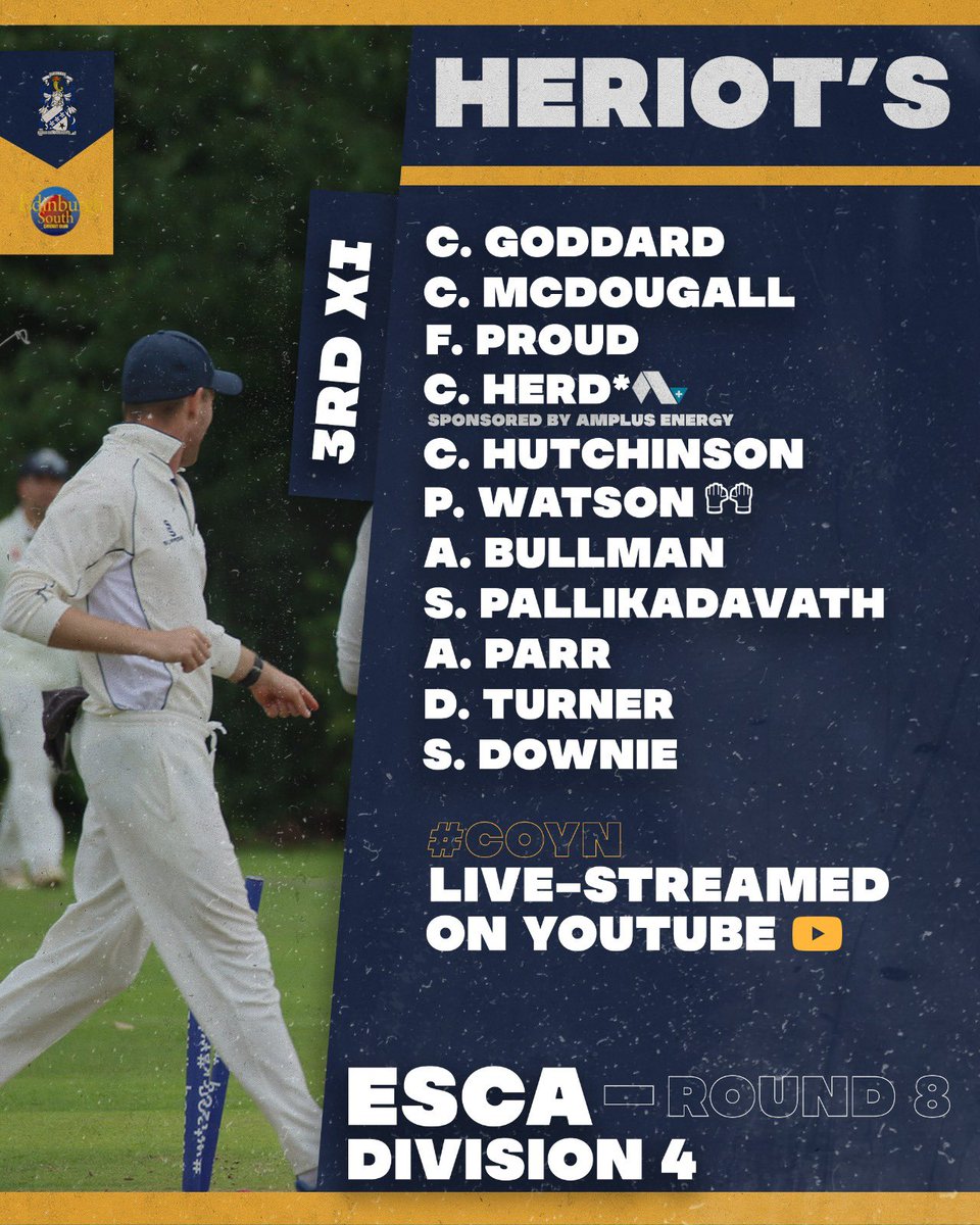 HeriotsCricket's tweet photo. 🔵⚪️ Team Selection ⚪️🔵

#coyn https://t.co/X4bt7IzziM