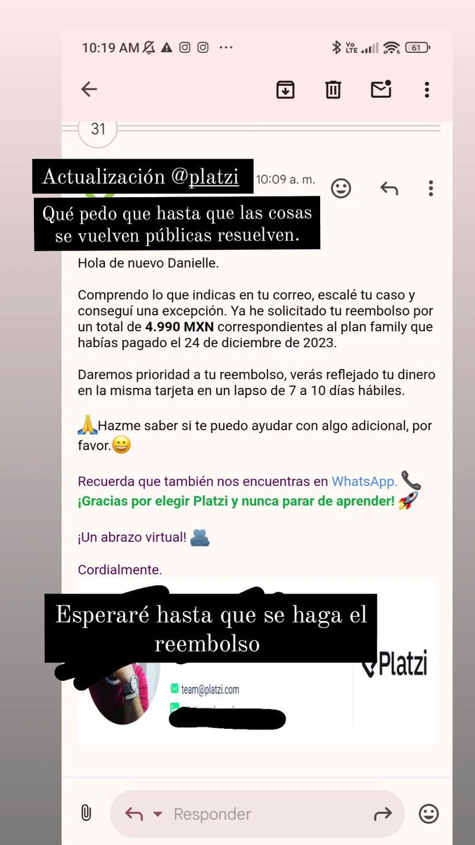 NeriDanielle's tweet photo. @platzi en espera del reembolso https://t.co/T3aO2NjZyU
