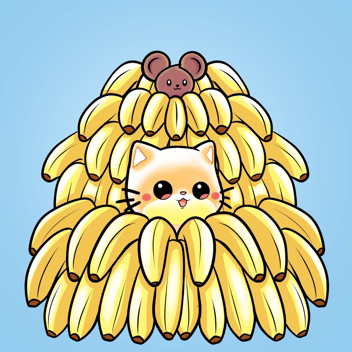 OnlyBidder's tweet photo. @Poe_Ether and the cute cat entering the banana zone  

$MOCHI https://t.co/10a0sPCFk3
