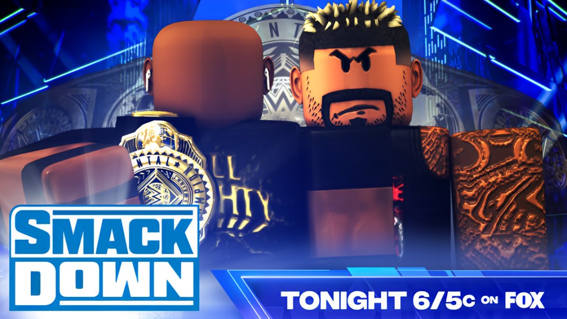 WWERPMedia's tweet photo. Tonight on #WWERPSmackdown

🔥 #TreyLashley defends his Intercontinental Championship against #LocalSikoa
🇬🇧 #MetaRhodes comes to Smackdown with some words of his
👊 @BloxyStyles takes on #AABalor

LIVE 6/5c on @Roblox https://t.co/HVnqlJptkU