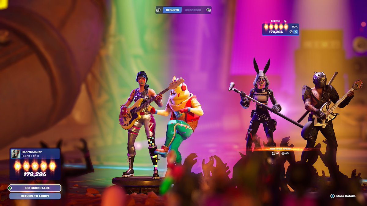 RealNickHerrera's tweet photo. Woke up to hit the new update on #FortniteFestival and cranked out a top 5 score before work. Ez https://t.co/piXP9r1xO7