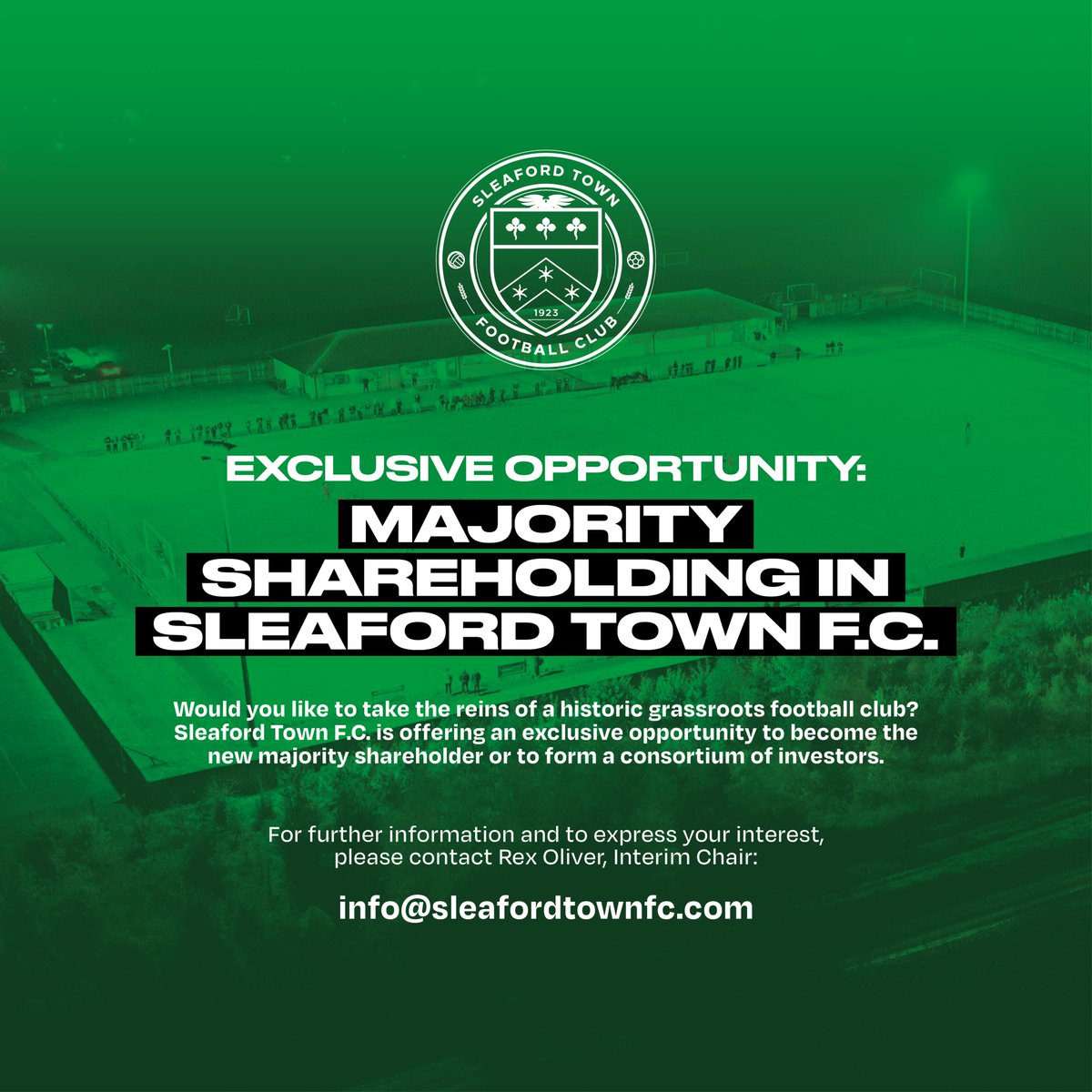 Would you like to take the reins of a historic grassroots football club? ⚽

Sleaford Town F.C. is offering an exclusive opportunity to become the new majority shareholder or to form a consortium of investors. 

👉bit.ly/STFCShareholdi…