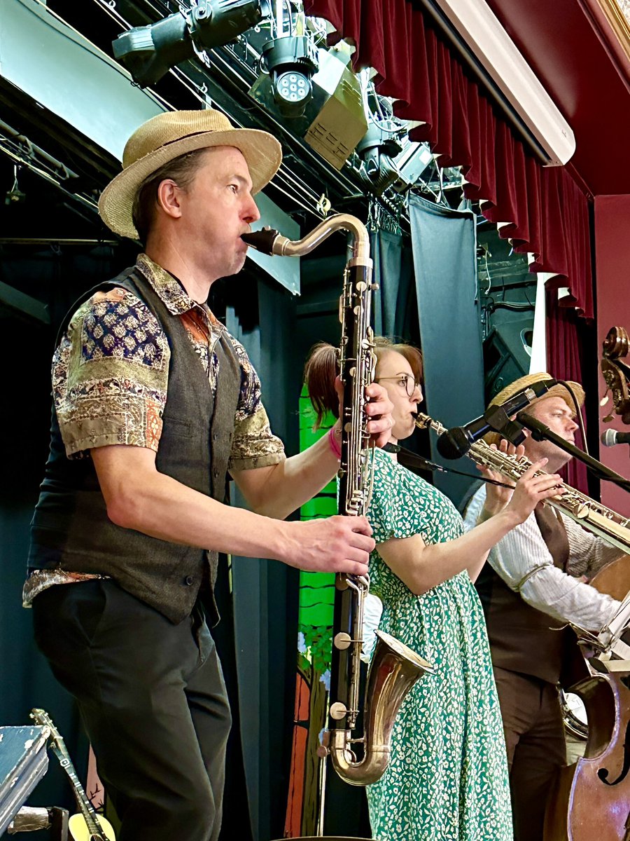 <a href="/jakelegjug/">TheJake Leg Jug Band</a> playing in the memorial hall at the 2023 <a href="/uptonjazz/">Upton Jazz Festival</a> festival #uptonjazzfestival #uptonjazz #jazz #blues #tradjazz #jugband #clarinet #bassclarinet #saxophone #sopranosax #guitar #bass #banjo #harmonia