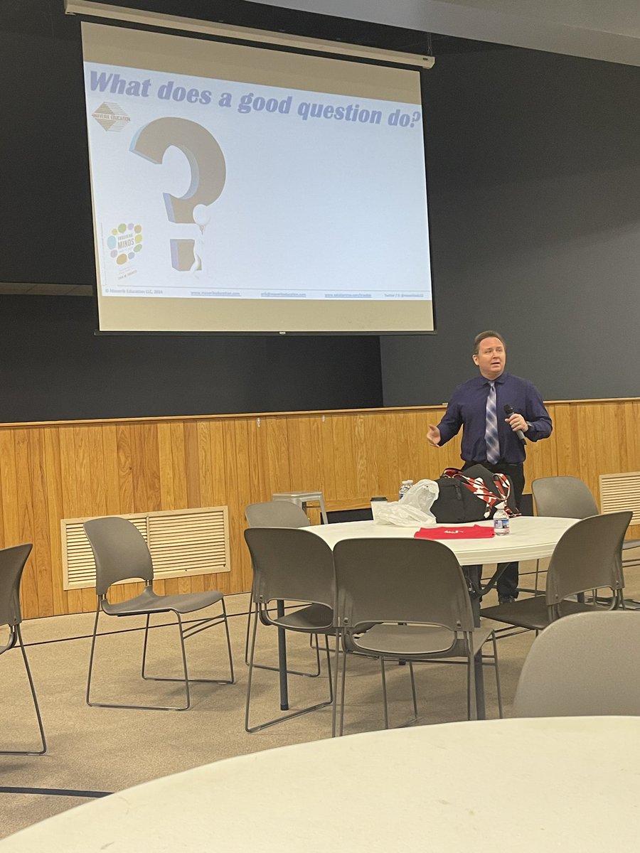 DarynLMorris's tweet photo. I really enjoyed learning with @Maverikedu12 this morning!Rethink questioning,and having students defend their answers. Aligns with the guidance I shared at STC this past school year.Such a powerful way to look at asking good questions! @KEDCGrants @KEDC_HERO #elevationsummit https://t.co/7e7VWLNp3v