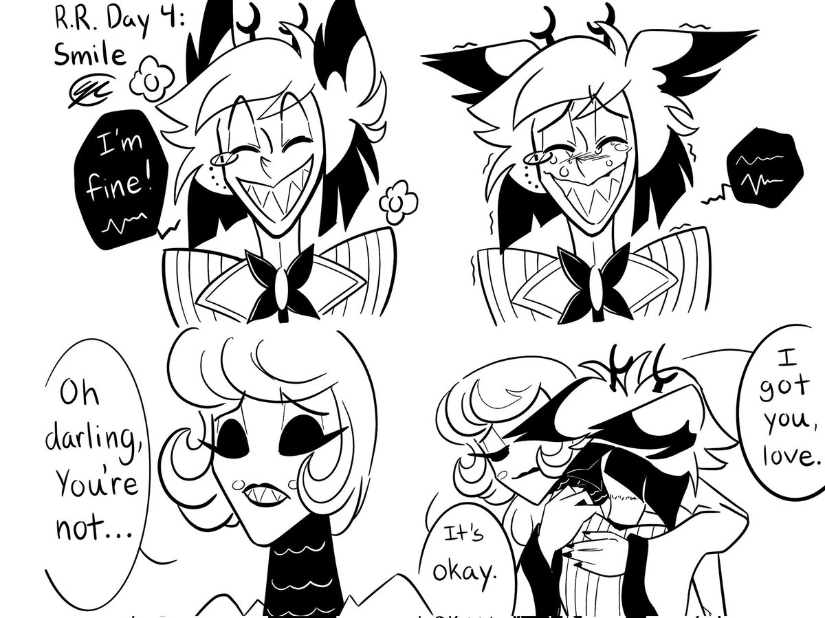 #radioroseweek Day 4: Smile. I think we've all been here. #HazbinHotelFanart #hazbinhotelart #hazbinhotel #HazbinHotelAlastor #HazbinHotelRosie #radiorose #Alastor #Rosie #DigitalArtist #DigitalArt #art #fanart