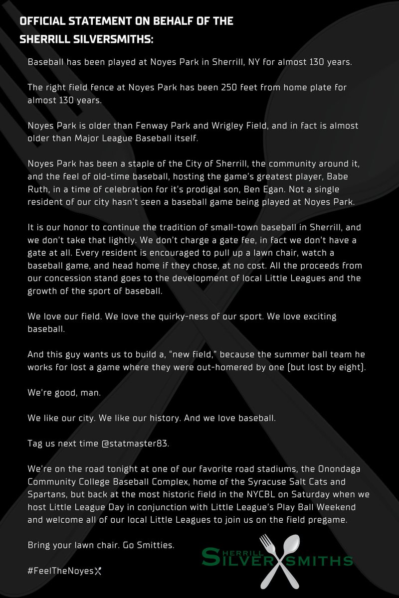 Official Statement on the dimensions of our home, Noyes Park: