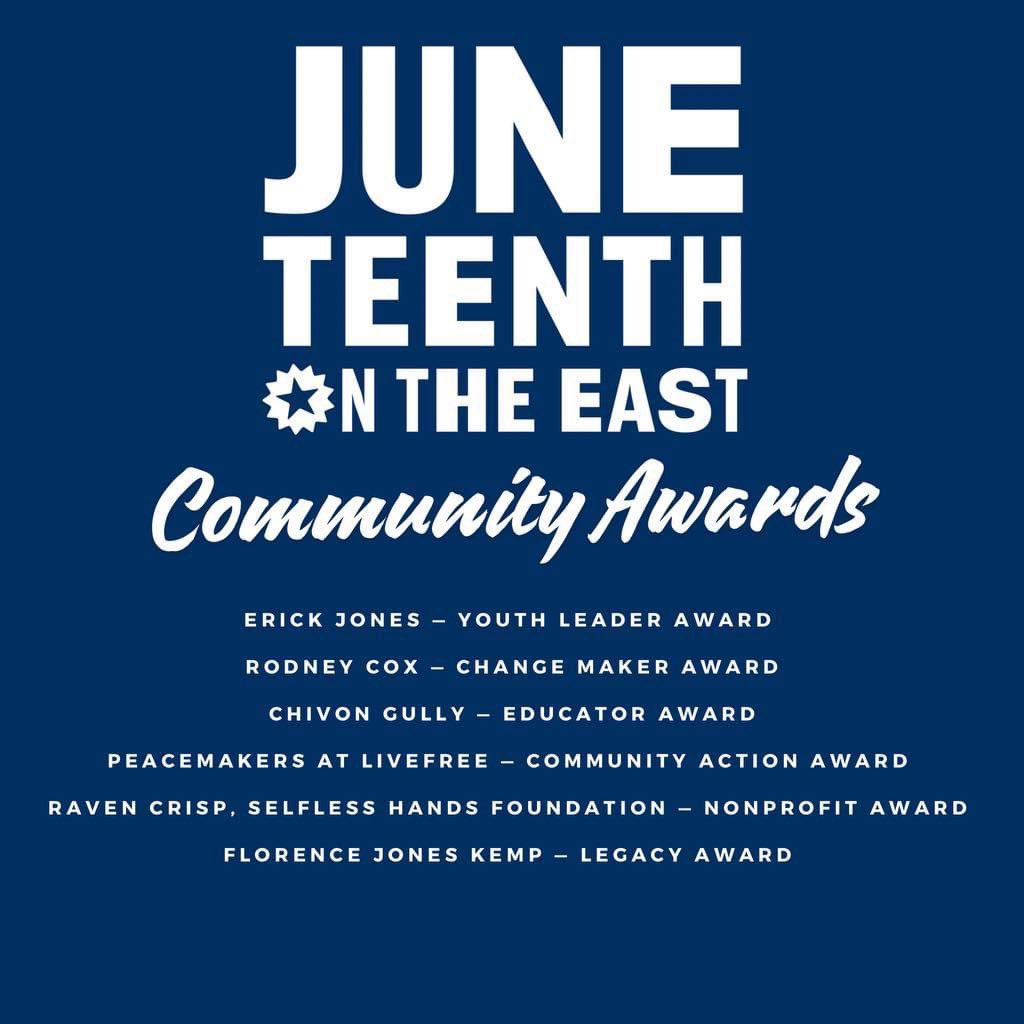 Juneteenth On The East is proud to recognize some amazing individuals for their outstanding dedication and service to our community. 

The Community Awards presentation takes place June 15, 2024! 

#JuneteenthOnTheEast #WithLove #JuneteenthOKC