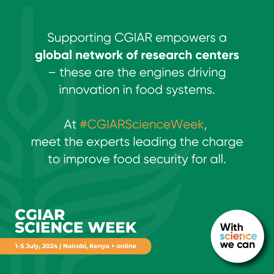 CGIAR's tweet photo. 🌍 CGIAR Science Week is proud to feature our global network of research centers, which will take center stage at this year's event. Our research centers are at the forefront of agricultural and food systems research and innovation https://t.co/ecdAF3HgeT https://t.co/mZfFltG16f